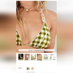[Cottagecore] Large Aerie Gingham/Strawberry String Bikini Top